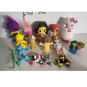 Troll‎ Dolls Wonder Woman Hello Kitty Veggie Tales Toy 15 Lot Kids Figures
